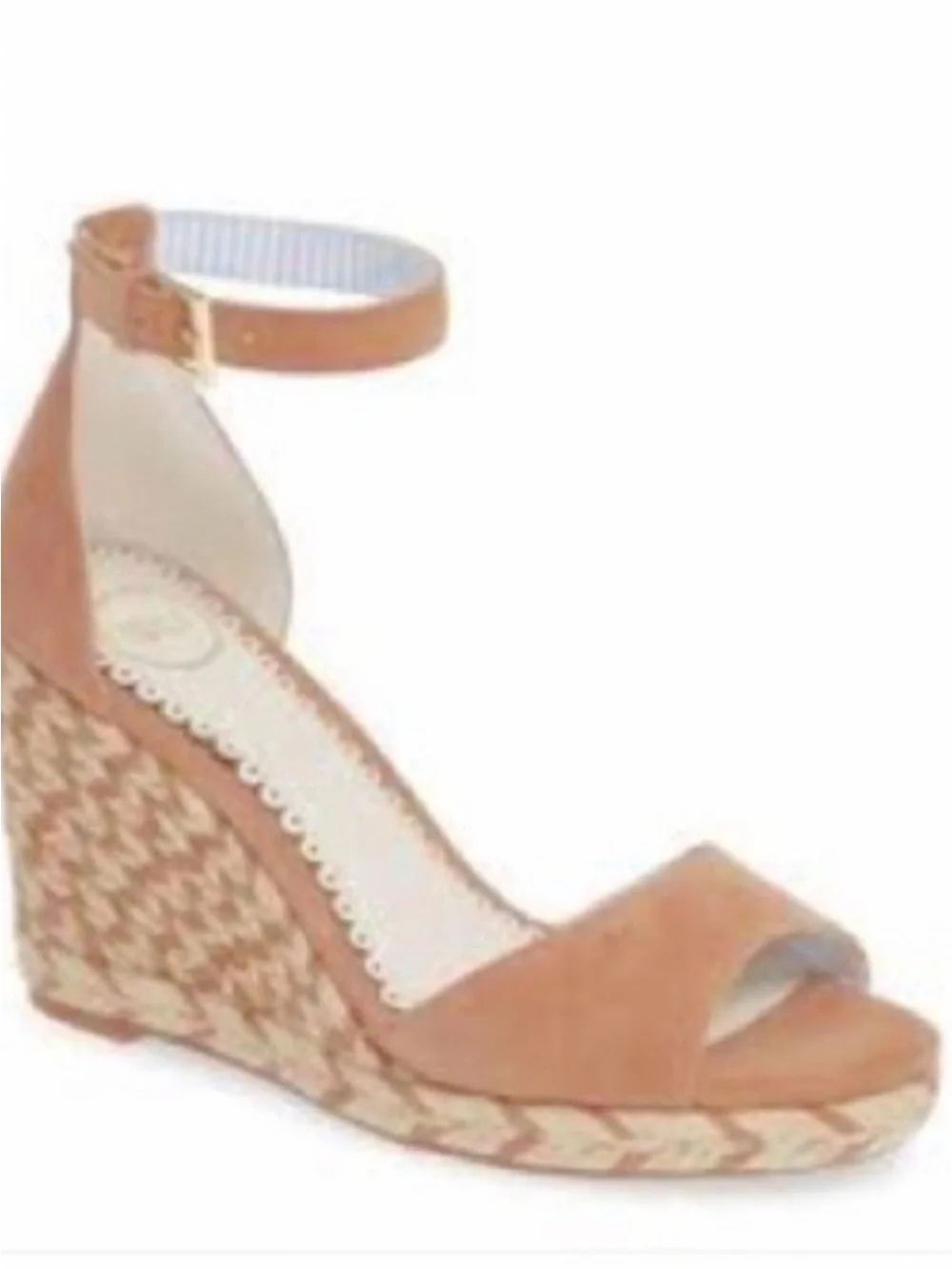 Women's Tan Suede Ankle-Strap Wedge Sandals